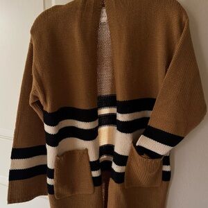 Lost + Wander Tan and Black Striped Cardigan